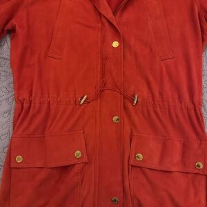 Michael Kors Red Goat Leather Jacket with Gold Accents